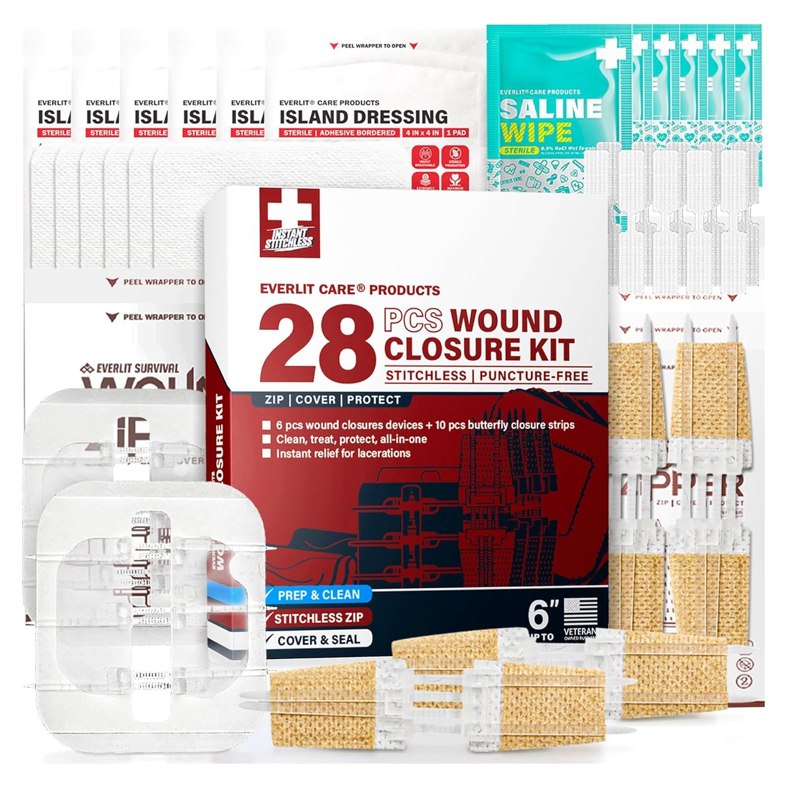 Kit de Cierre de Heridas Sin Suturas Everlit Care - 28 Piezas