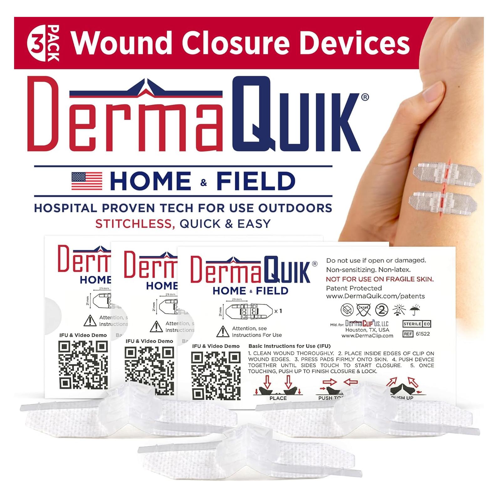 Tiras de Cierre de Heridas DermaQuik - Paquete de 3 Unidades