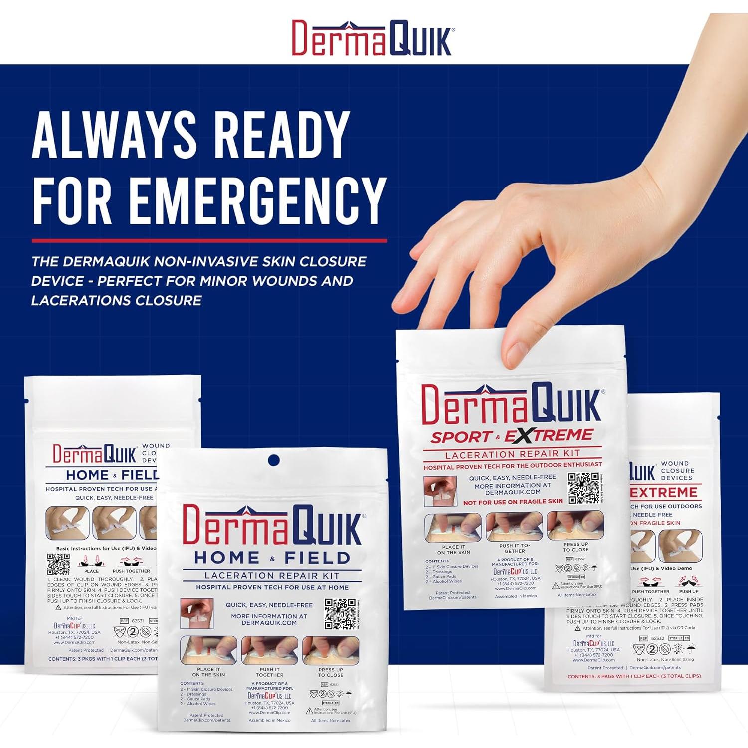 Tiras de Cierre de Heridas DermaQuik - Paquete de 3 Unidades