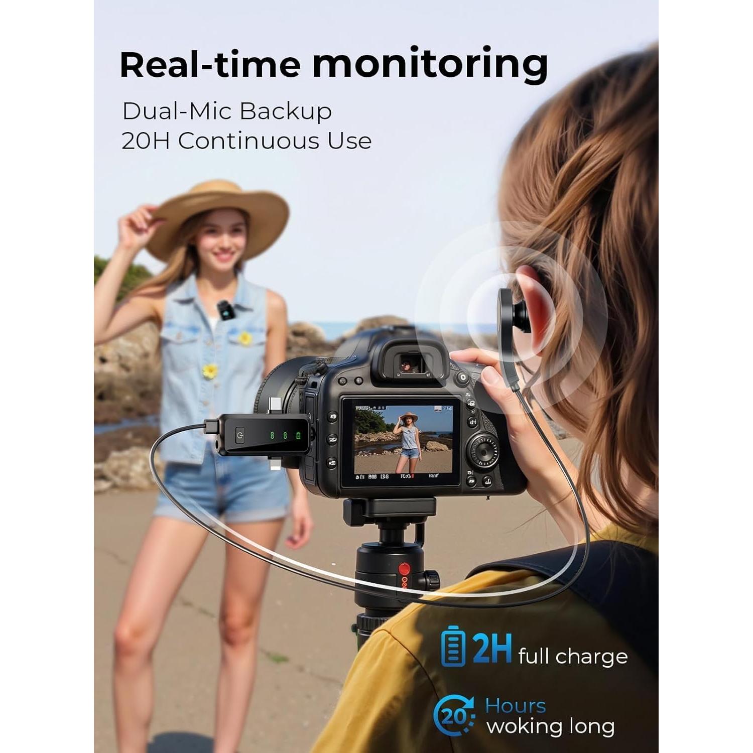 Micrófono Lavalier Inalámbrico MENERESAS M37 - 100m, 20h Batería