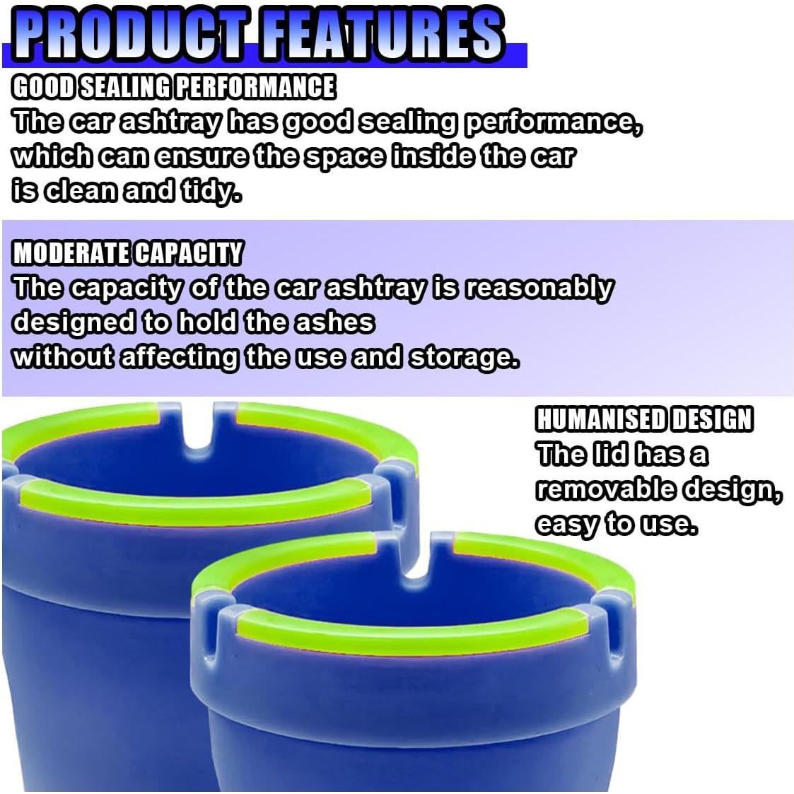 Cenicero de Coche GAOLAOSY Azul Sin Humo 11x8 cm 2 Piezas