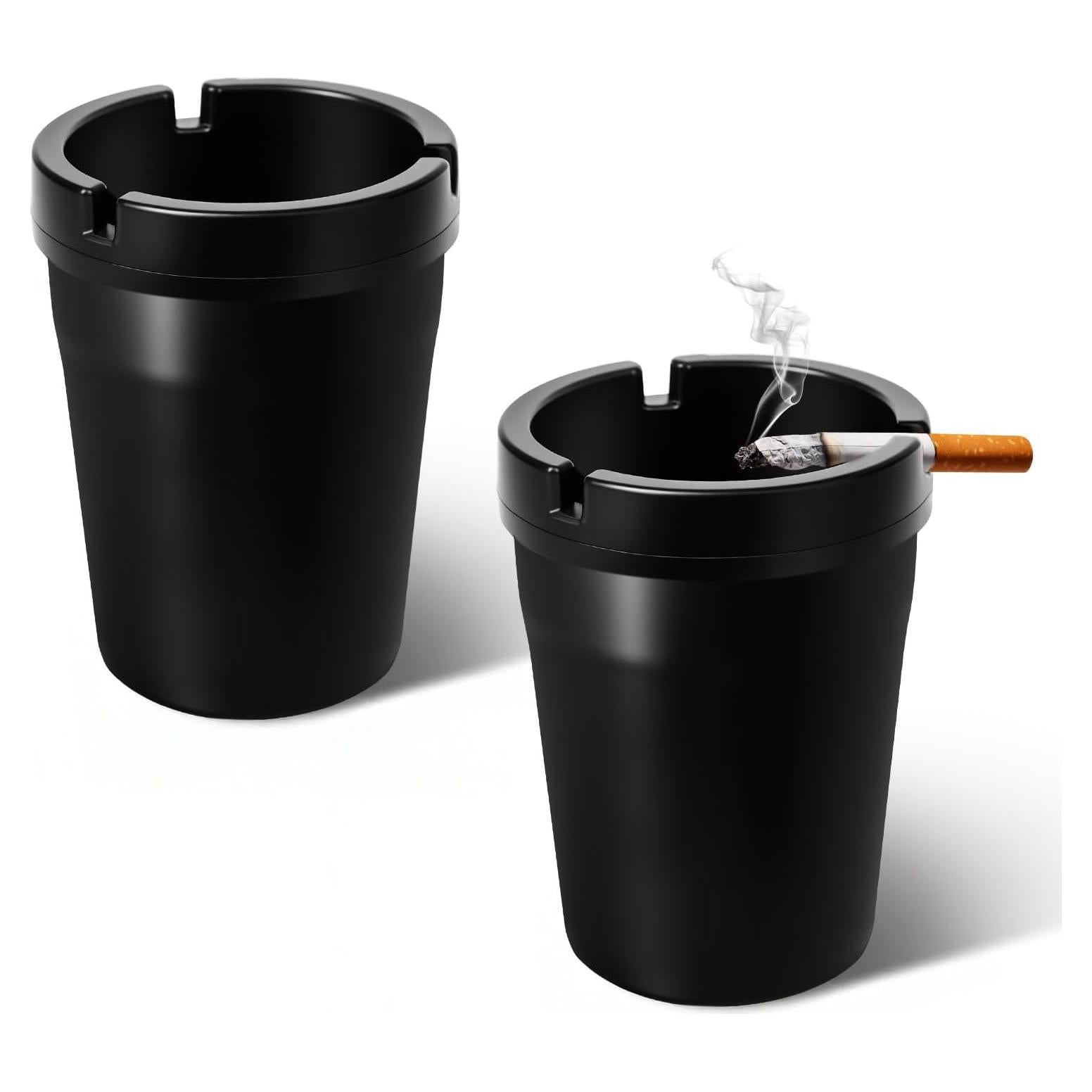 Cenicero de Coche Wuyaoyao 2PCS Autoextinguible Negro