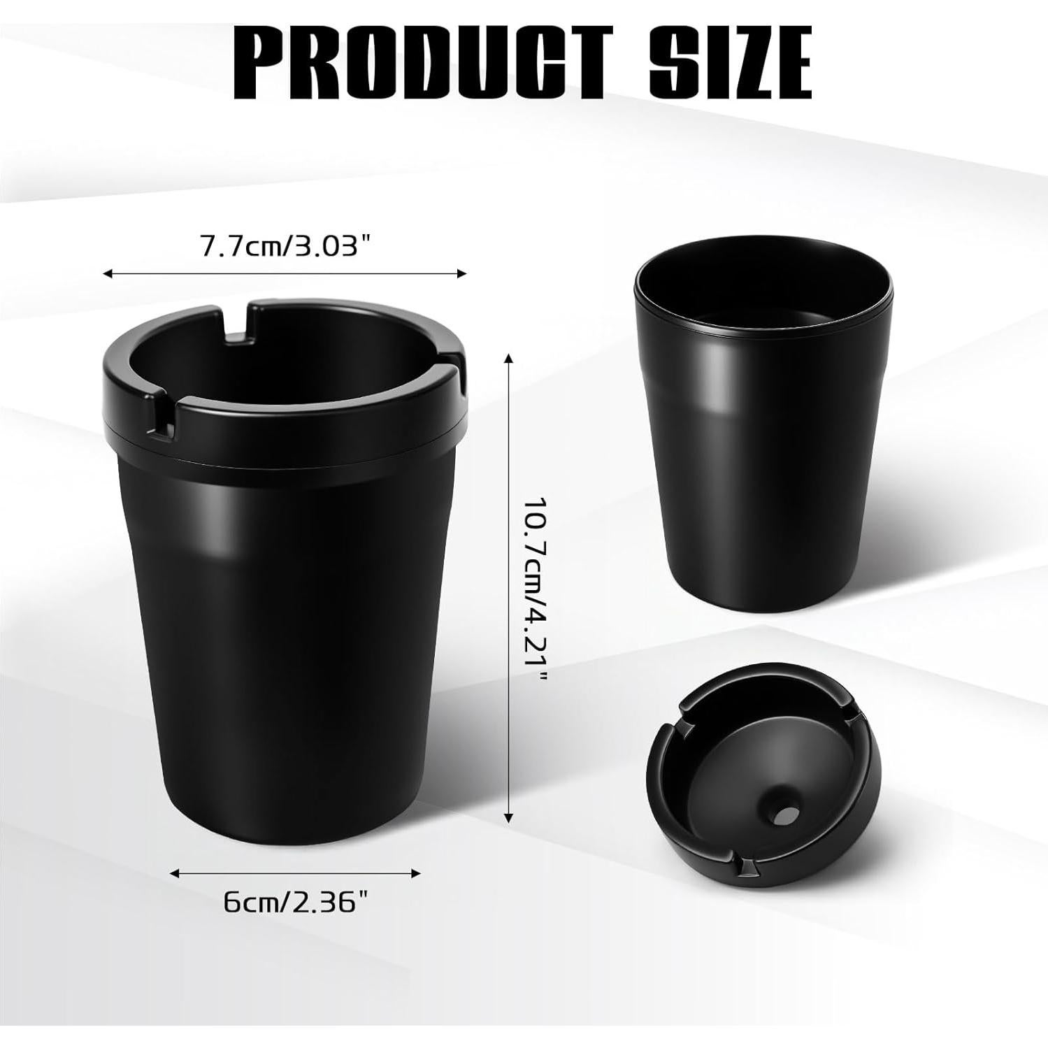 Cenicero de Coche Wuyaoyao 2PCS Autoextinguible Negro