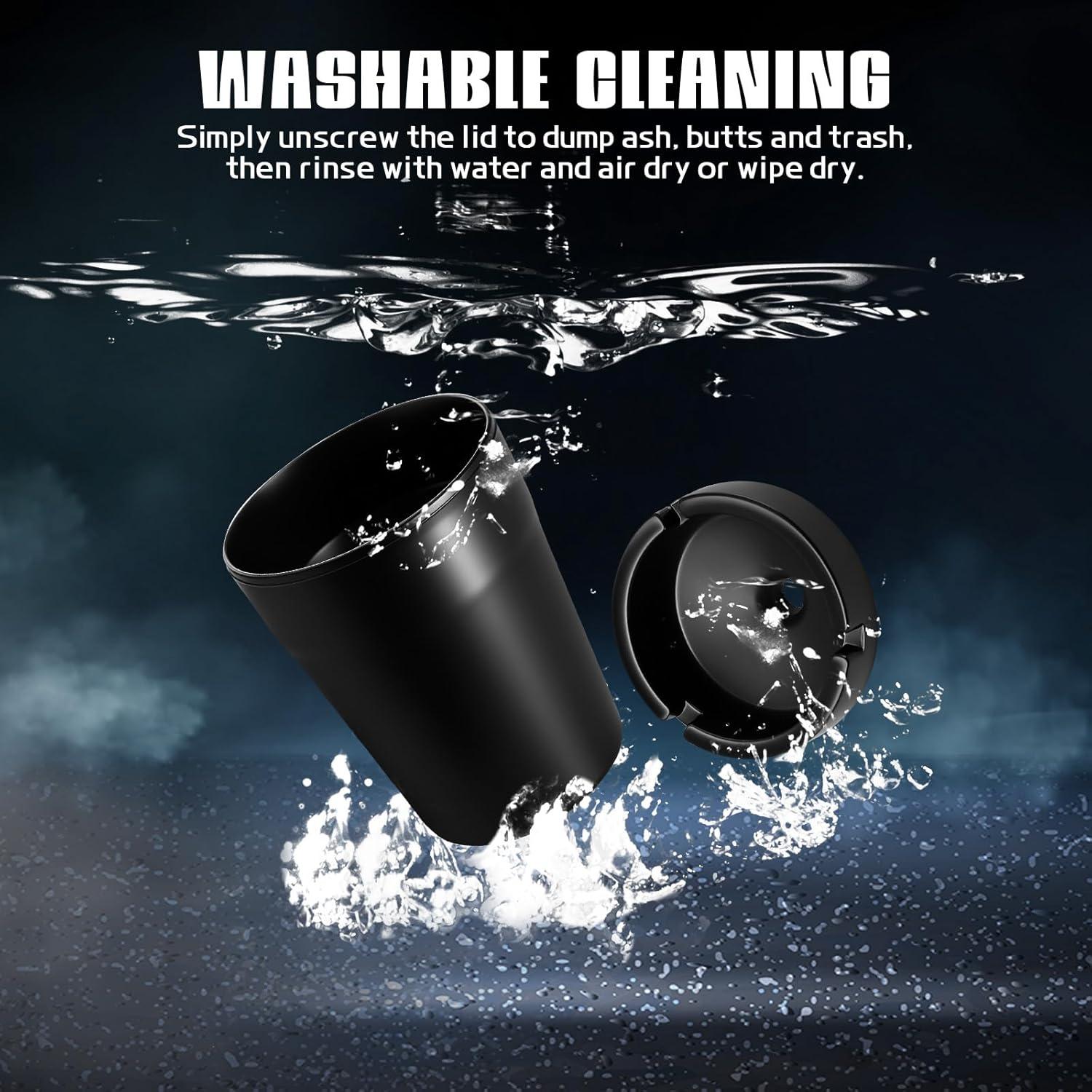 Cenicero de Coche Wuyaoyao 2PCS Autoextinguible Negro