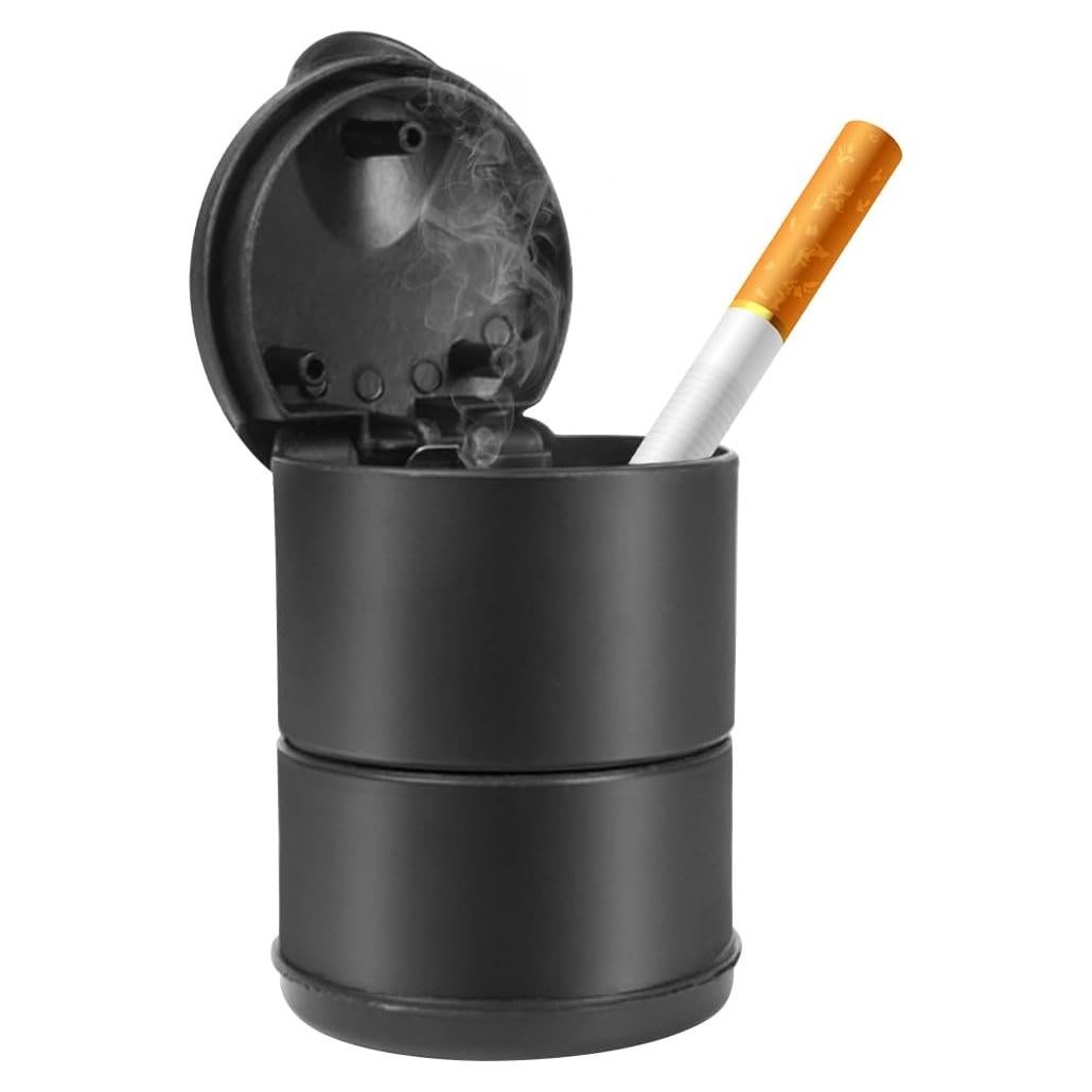 Cenicero de coche SMILFUY con tapa, plástico resistente, 9.19 cm