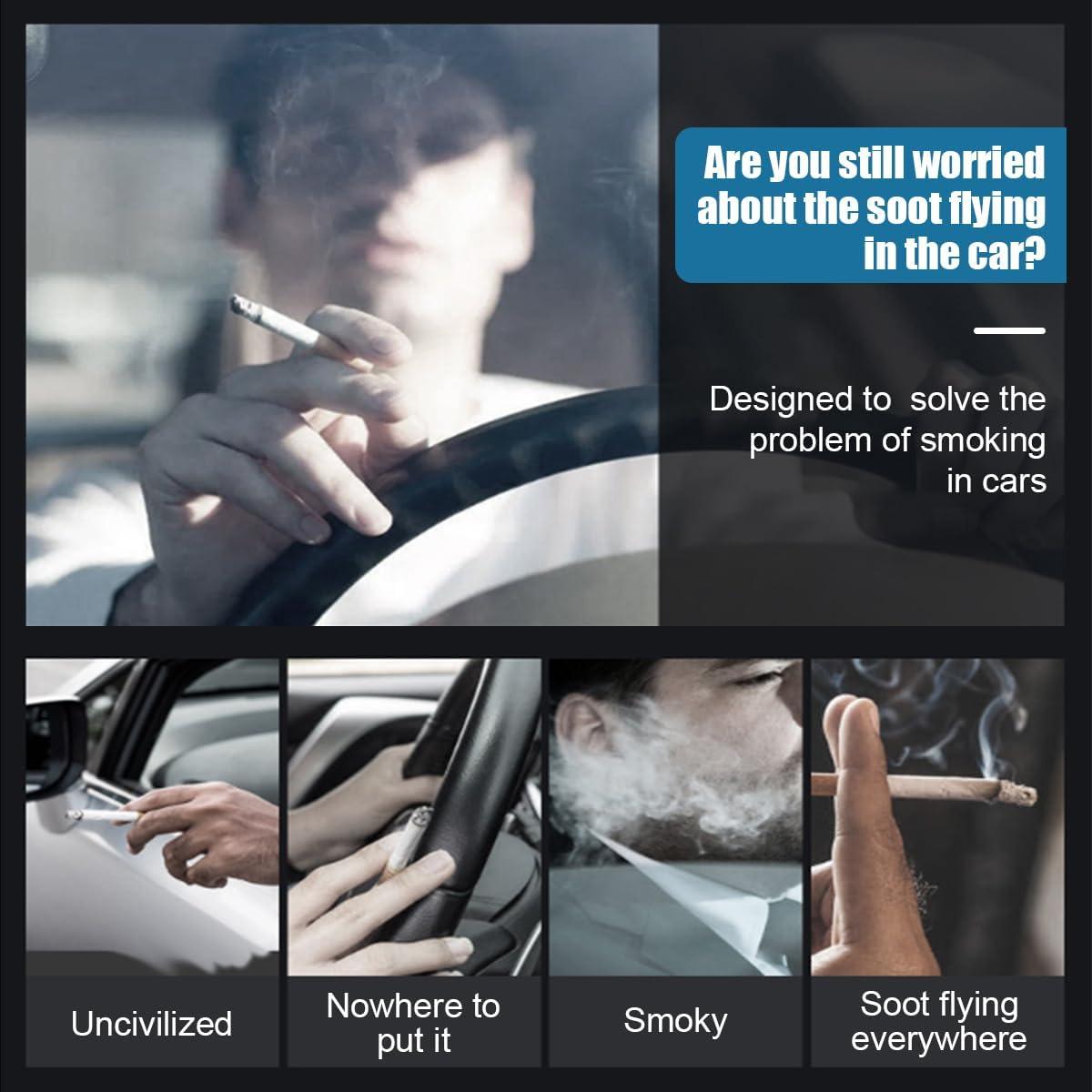 Cenicero de coche SMILFUY con tapa, plástico resistente, 9.19 cm