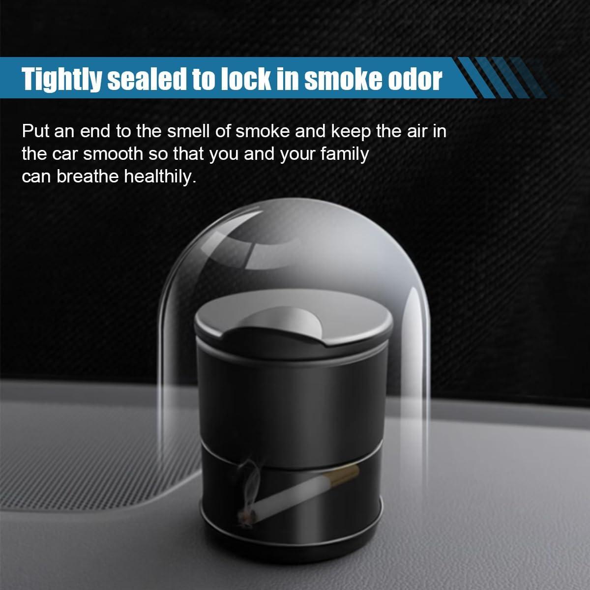 Cenicero de coche SMILFUY con tapa, plástico resistente, 9.19 cm