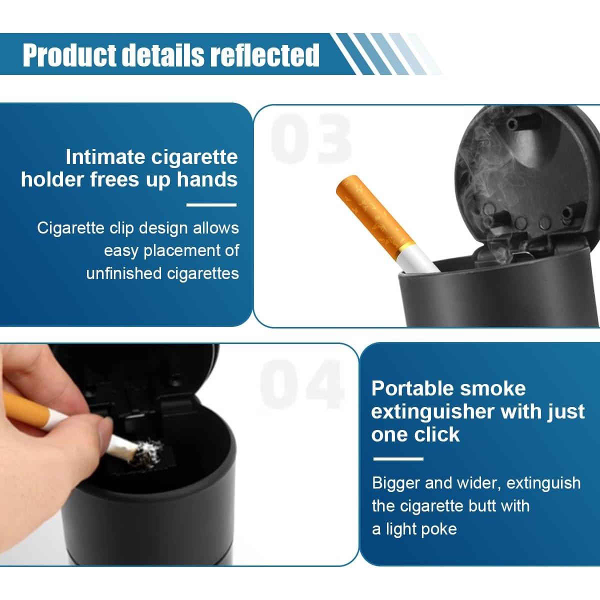 Cenicero de coche SMILFUY con tapa, plástico resistente, 9.19 cm