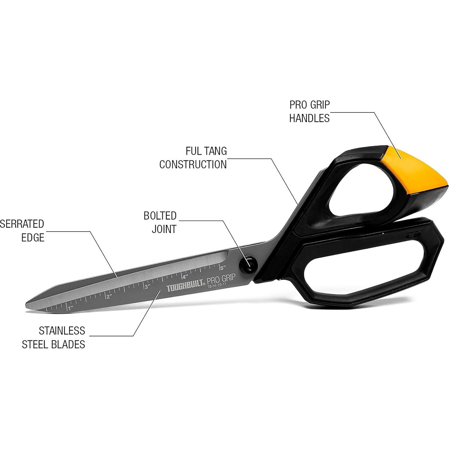 Tijeras de Trabajo ToughBuilt Pro Grip 11" Acero Inoxidable