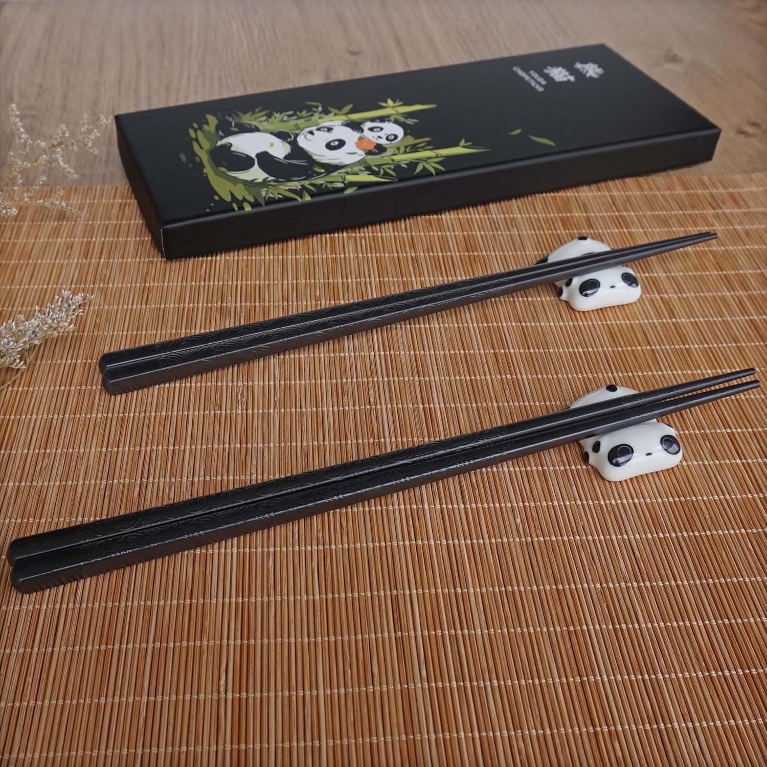 Juego de Palillos de Fibra de Vidrio Youda Panda - 2 Pares + Soporte