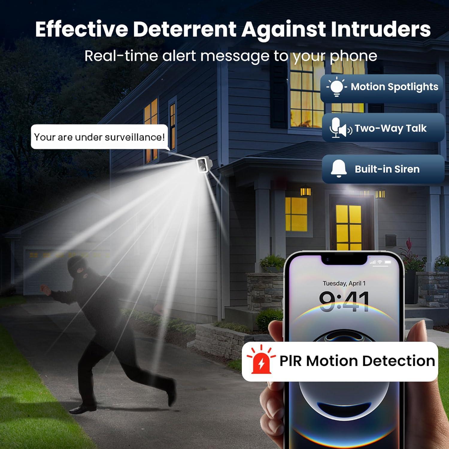 Cámara de Seguridad Inalámbrica 2K Vebiliki con AI y Batería Larga