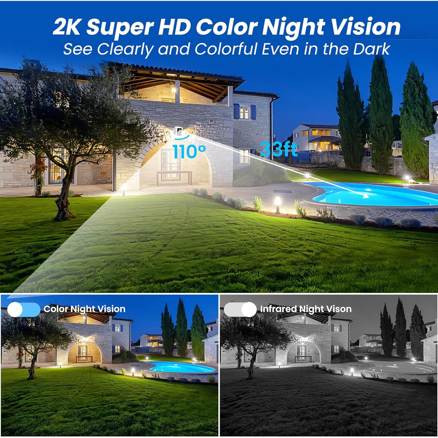 Cámara de Seguridad Inalámbrica 2K Vebiliki con AI y Batería Larga