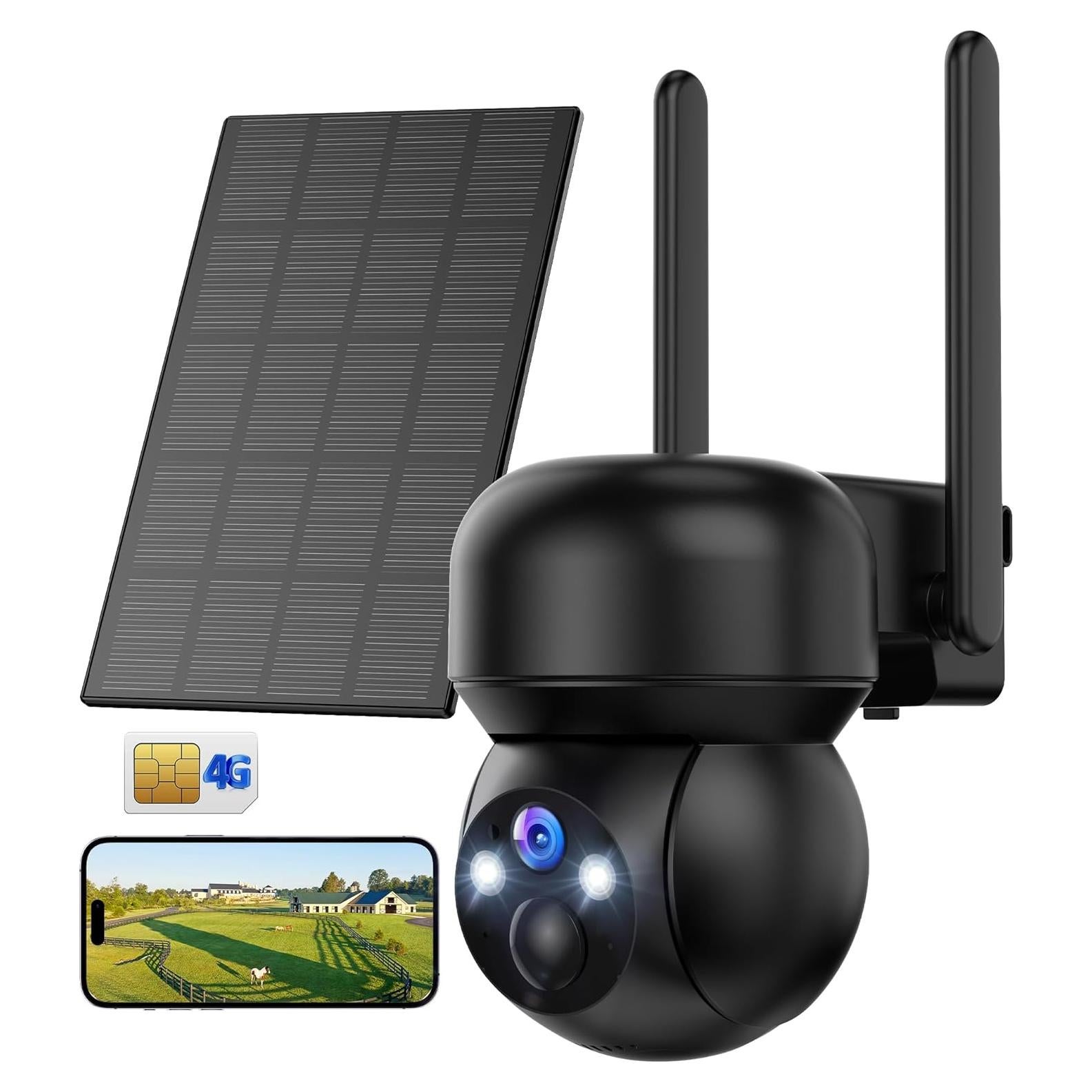 Cámara de Seguridad Solar 4G TOAIOHO 2K Inalámbrica Exterior