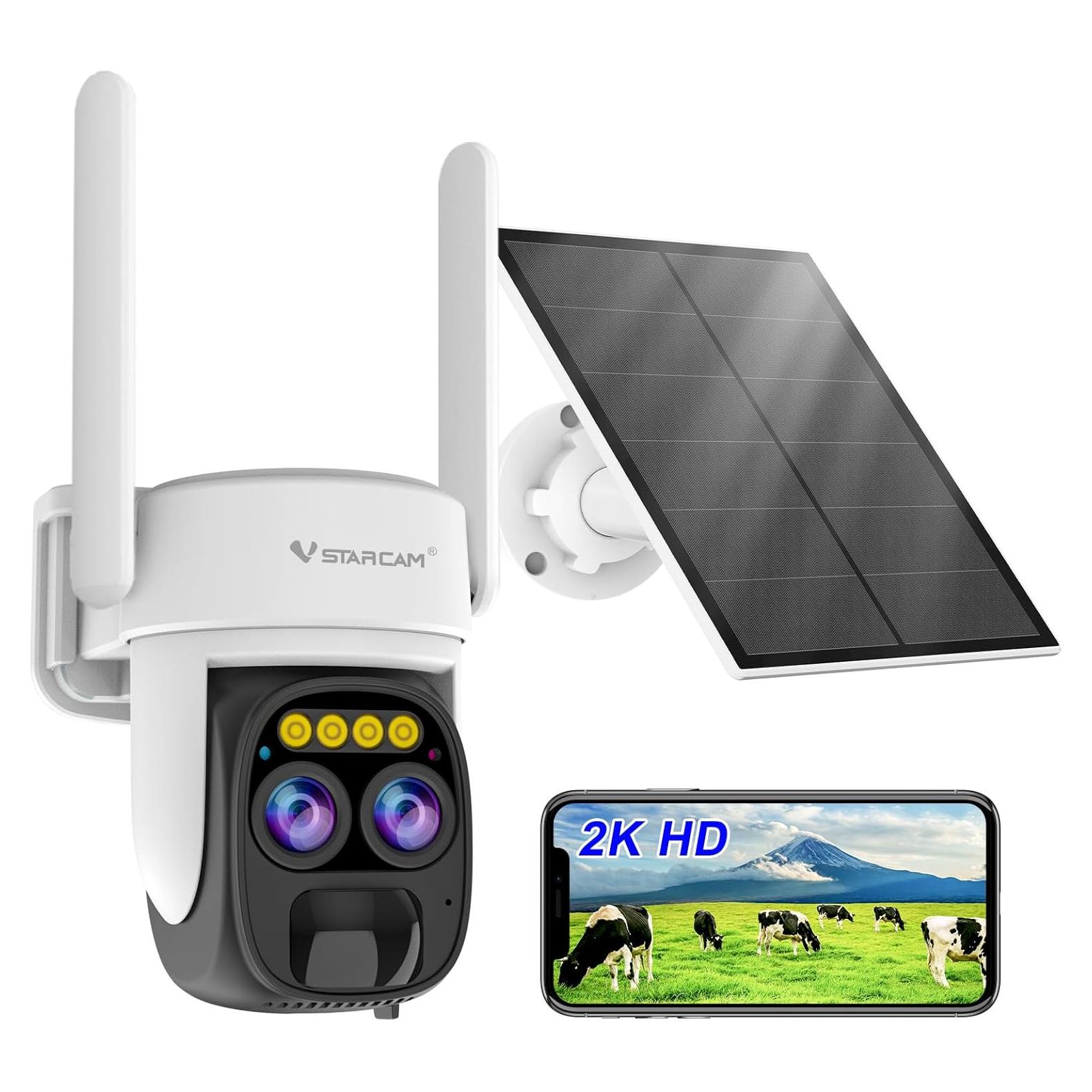 Cámara Solar VSTARCAM Doble Lente 2K UHD Inalámbrica IP66