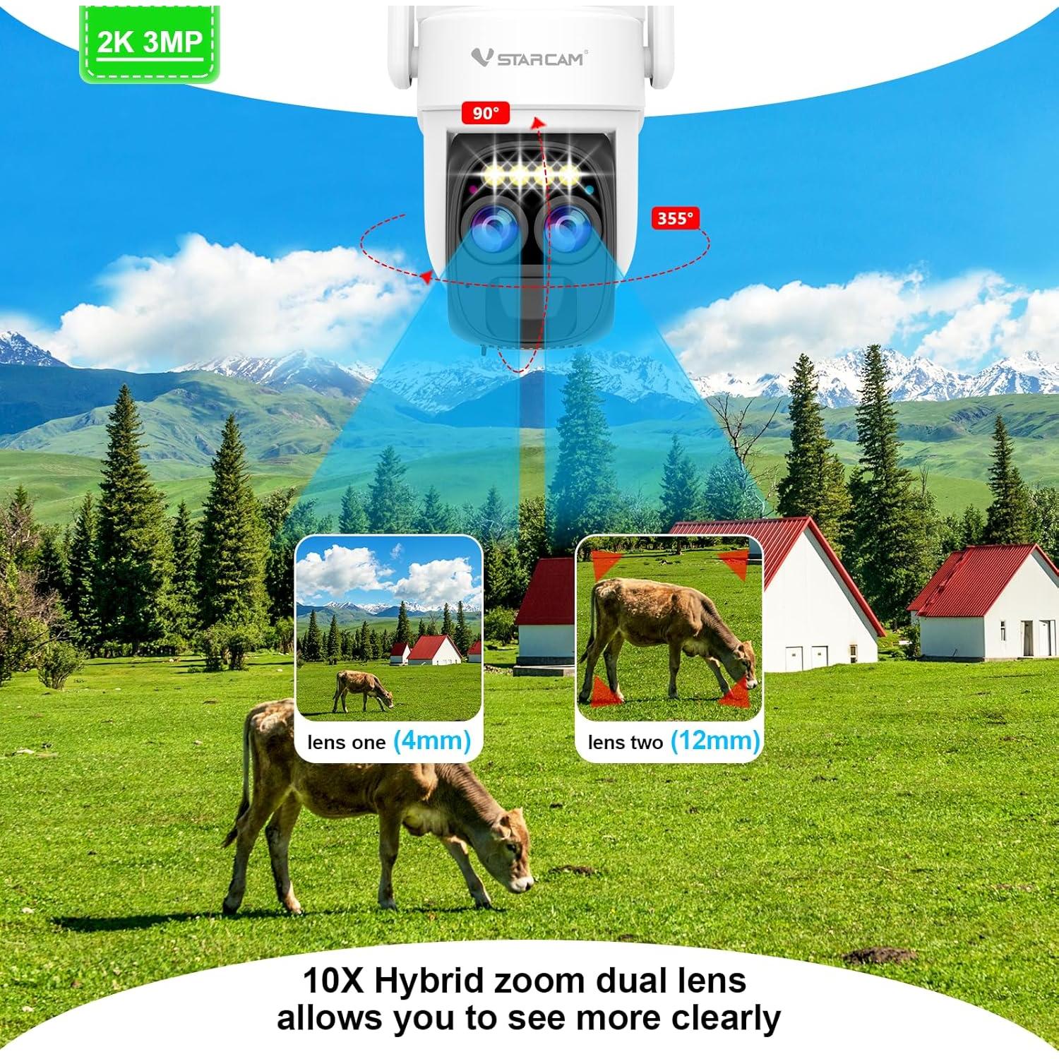 Cámara Solar VSTARCAM Doble Lente 2K UHD Inalámbrica IP66