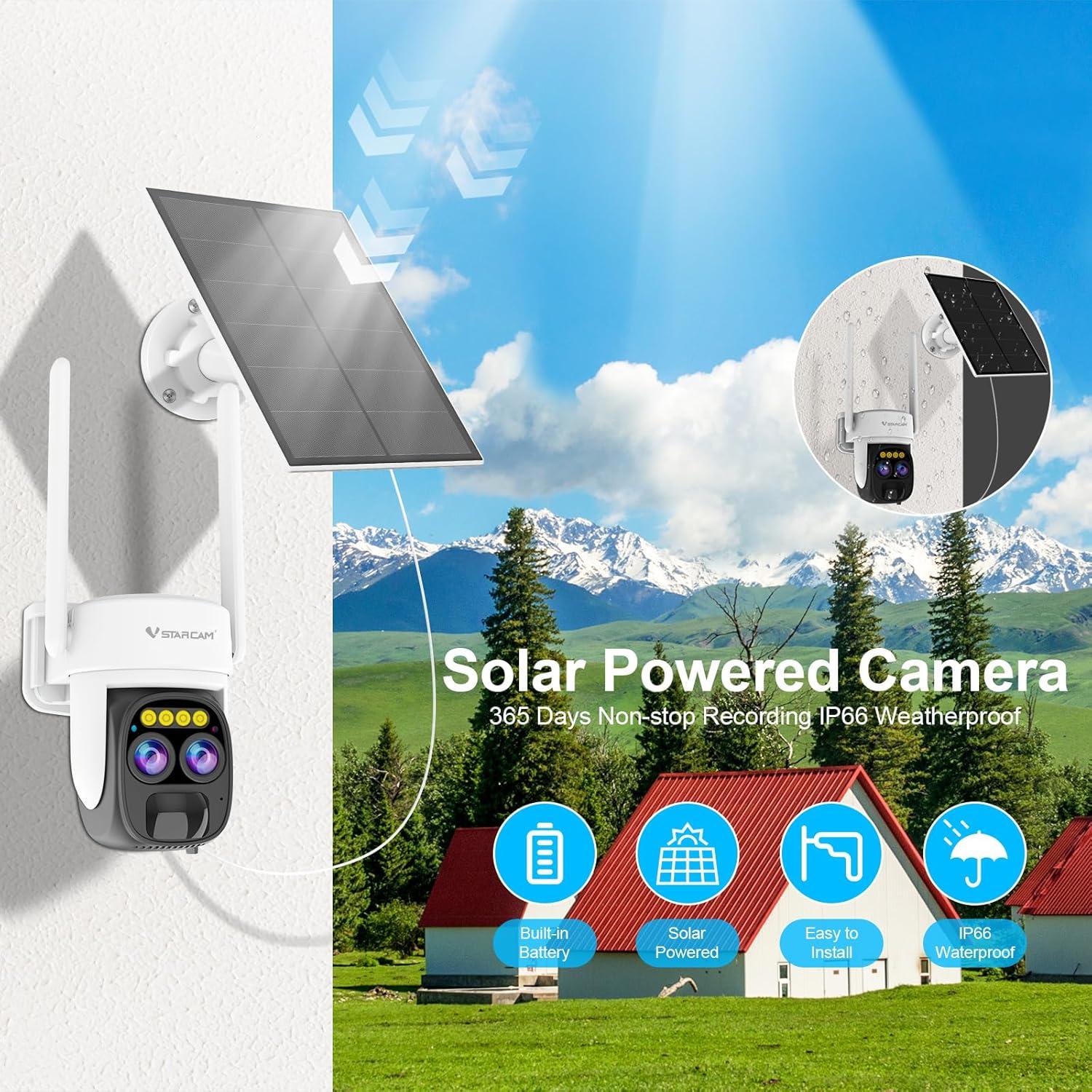 Cámara Solar VSTARCAM Doble Lente 2K UHD Inalámbrica IP66