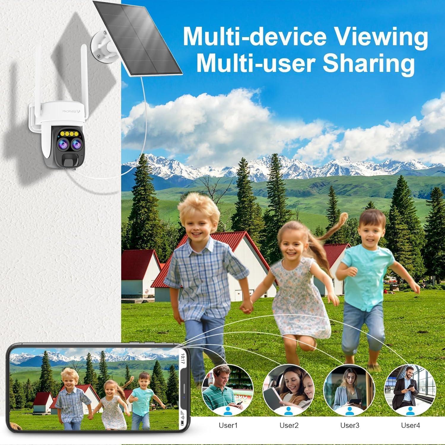 Cámara Solar VSTARCAM Doble Lente 2K UHD Inalámbrica IP66