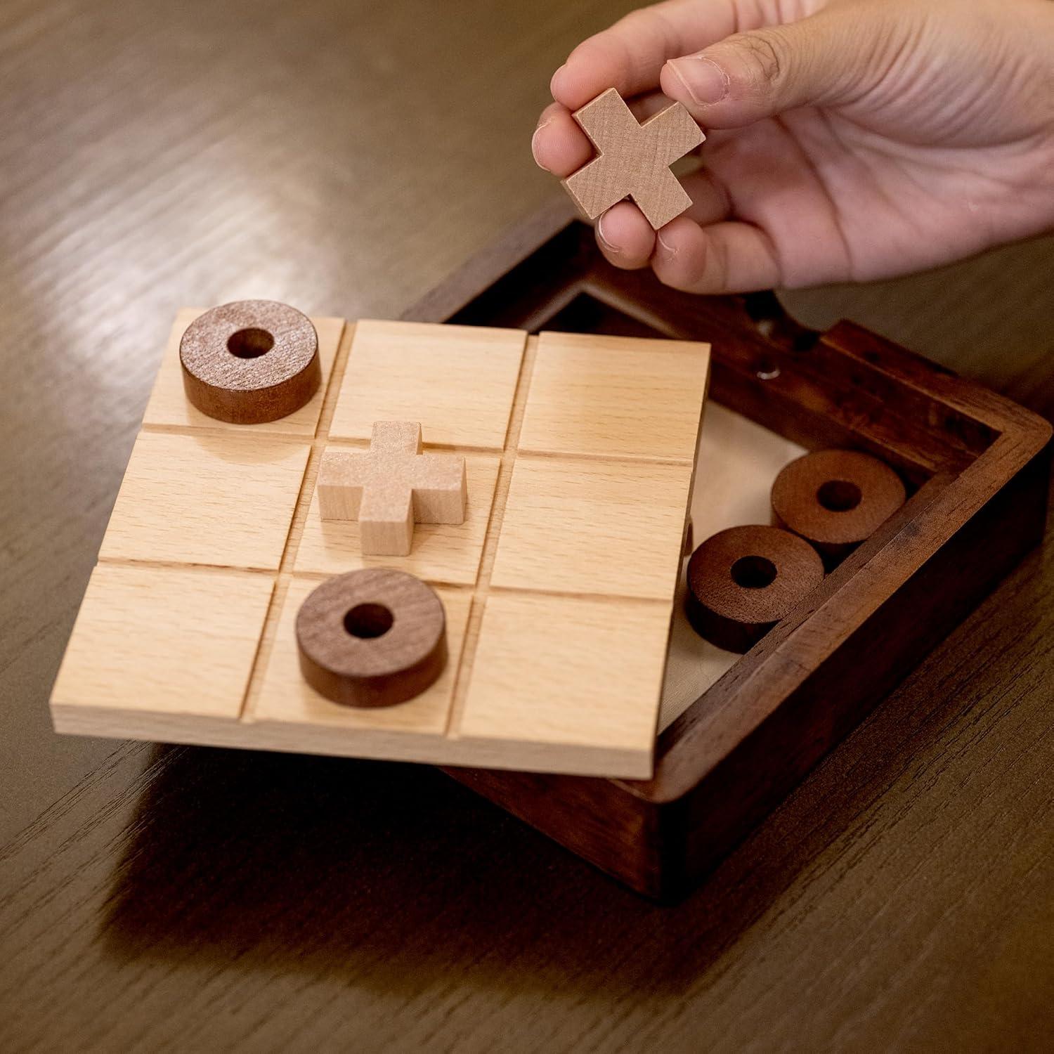 Juego de Tres en Raya de Madera Lingle 13.97 cm para 2 Jugadores