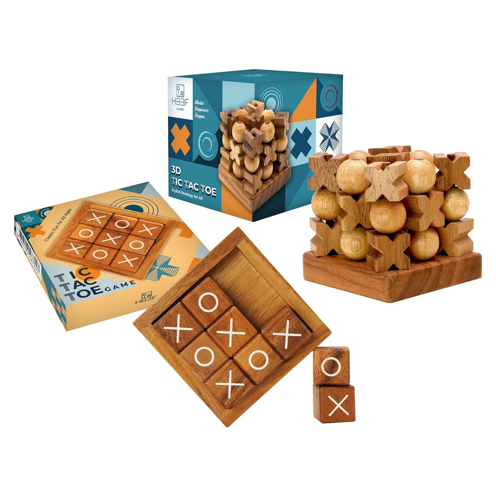 Juego de Tres en Raya BSIRI de Madera 4 Pulgadas y 3D