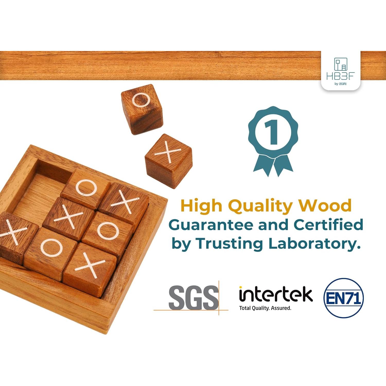 Juego de Tres en Raya BSIRI de Madera 4 Pulgadas y 3D