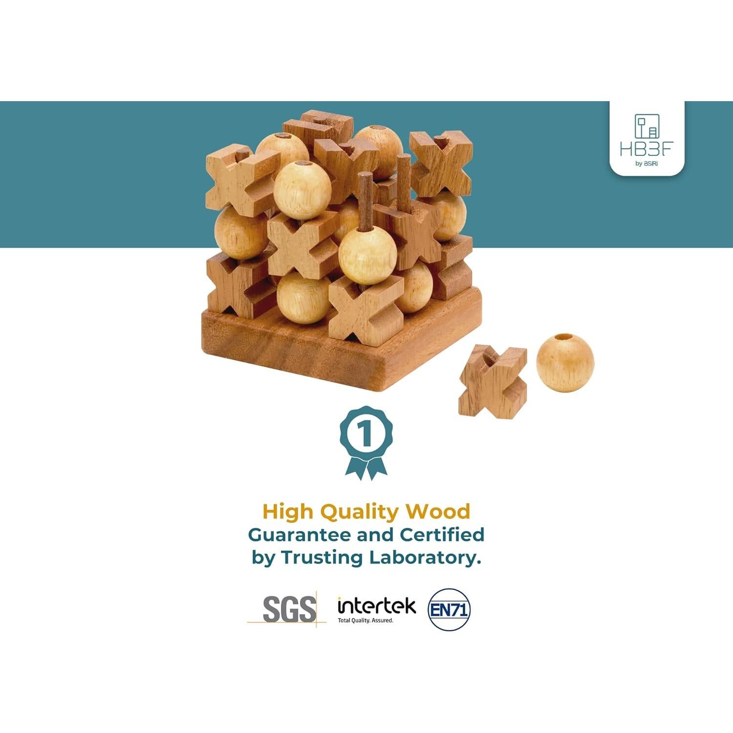 Juego de Tres en Raya BSIRI de Madera 4 Pulgadas y 3D