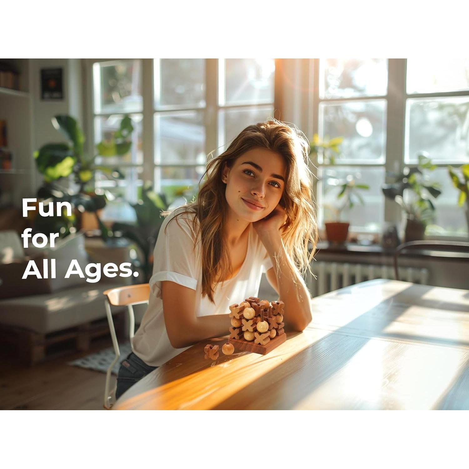 Juego de Tres en Raya BSIRI de Madera 4 Pulgadas y 3D