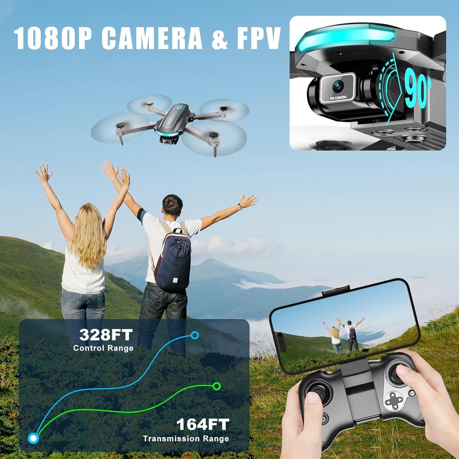 Dron ALORELS Mini Plegable HD 1080P con 2 Baterías