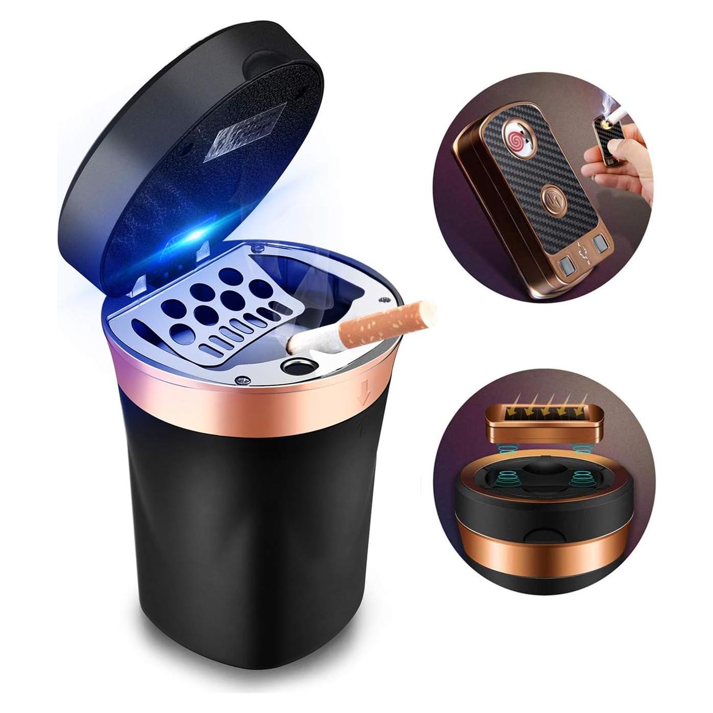 Cenicero Automático Solar USB SOLARXIA con Encendedor LED Azul