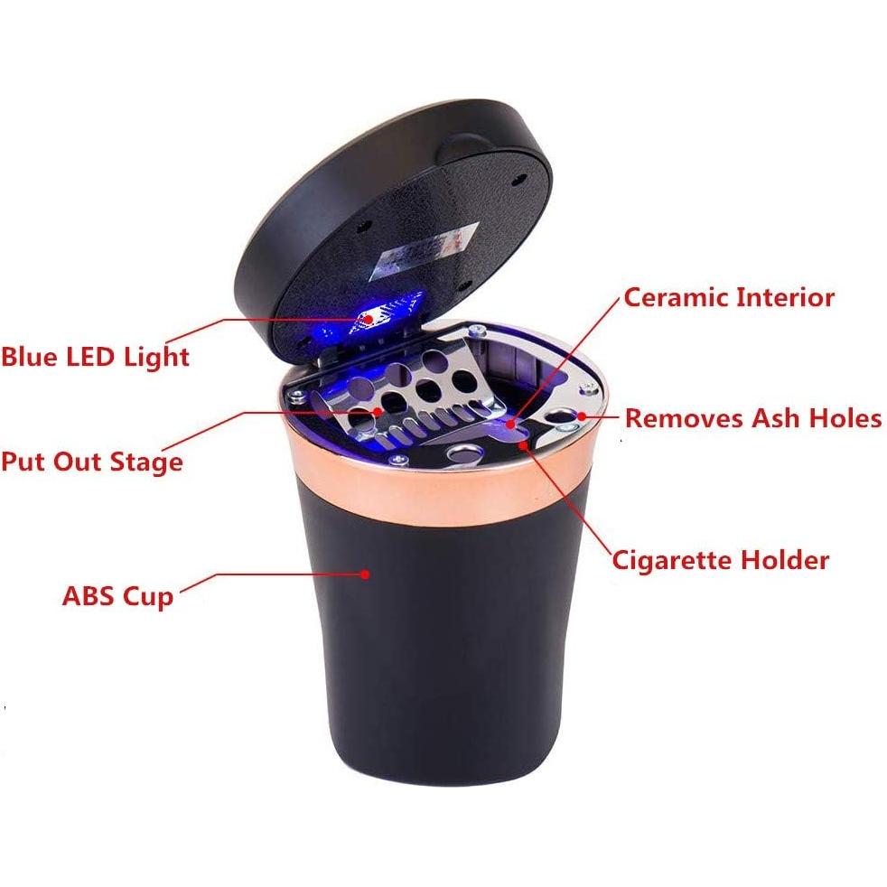 Cenicero Automático Solar USB SOLARXIA con Encendedor LED Azul