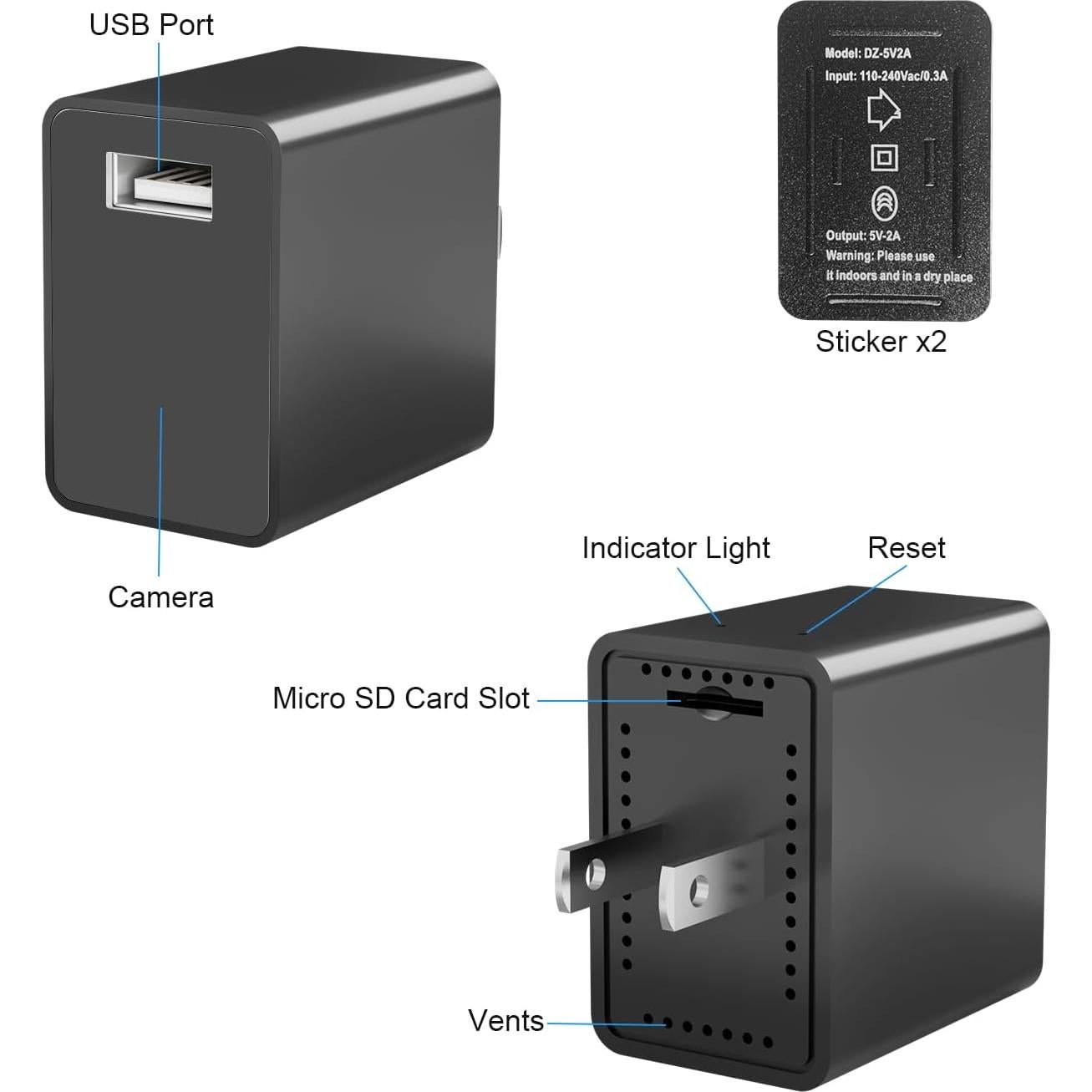 Cargador USB con Cámara Oculta HiSpyCam 1080P WiFi