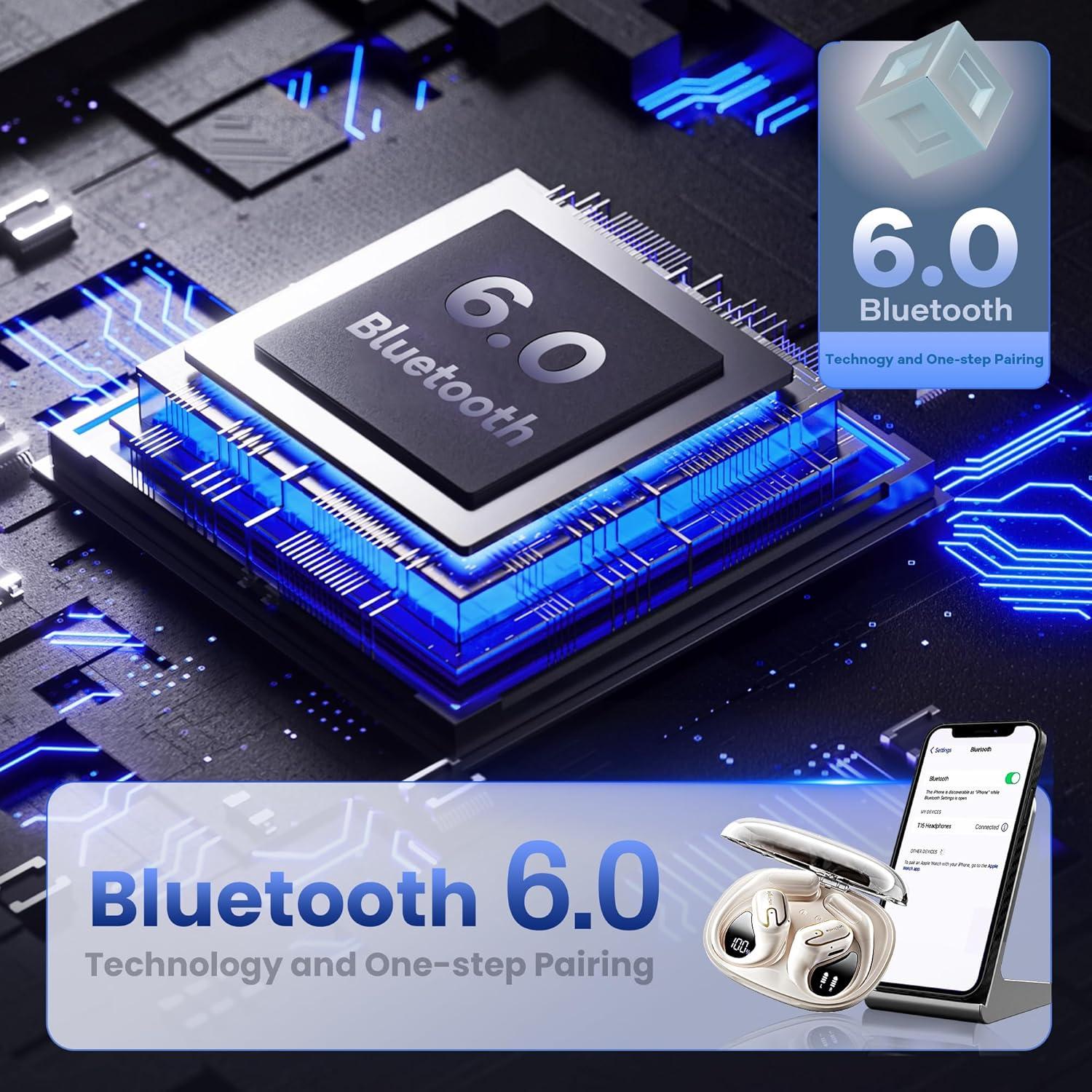 Auriculares Bluetooth 6.0 vnilrgle T15 Abiertos IPX7 80H