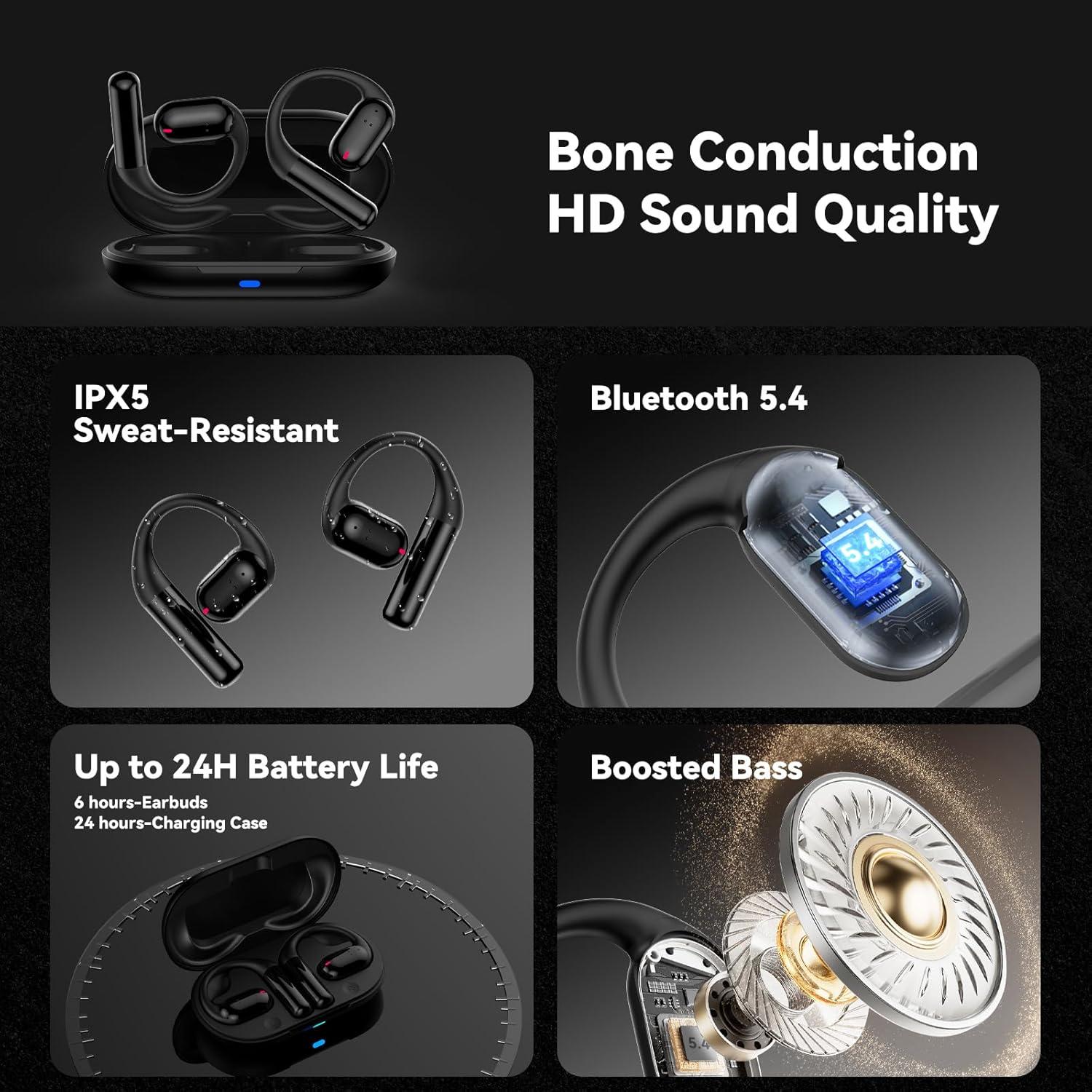 Auriculares Inalámbricos KOPIDOE B20 Conducción Ósea Bluetooth 5.4