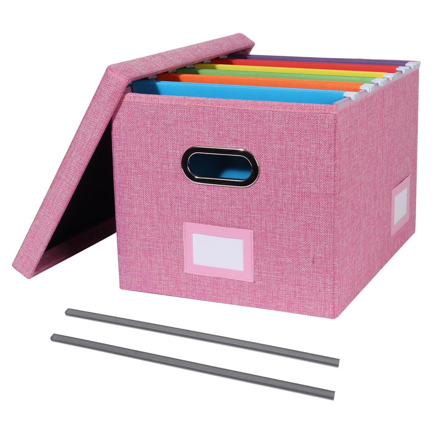Caja Organizadora de Archivos Plegable Rosa Tcbelosion 34.89L