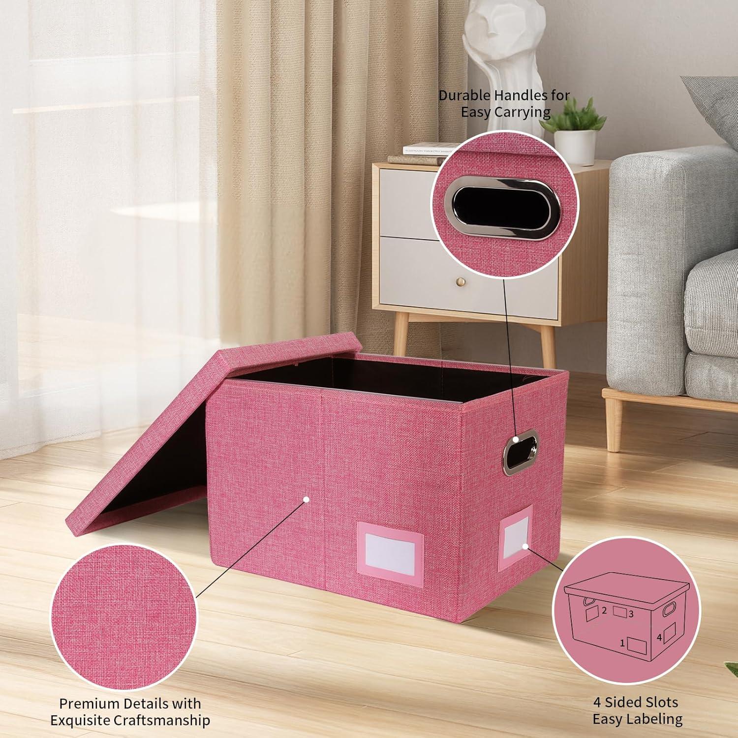 Caja Organizadora de Archivos Plegable Rosa Tcbelosion 34.89L