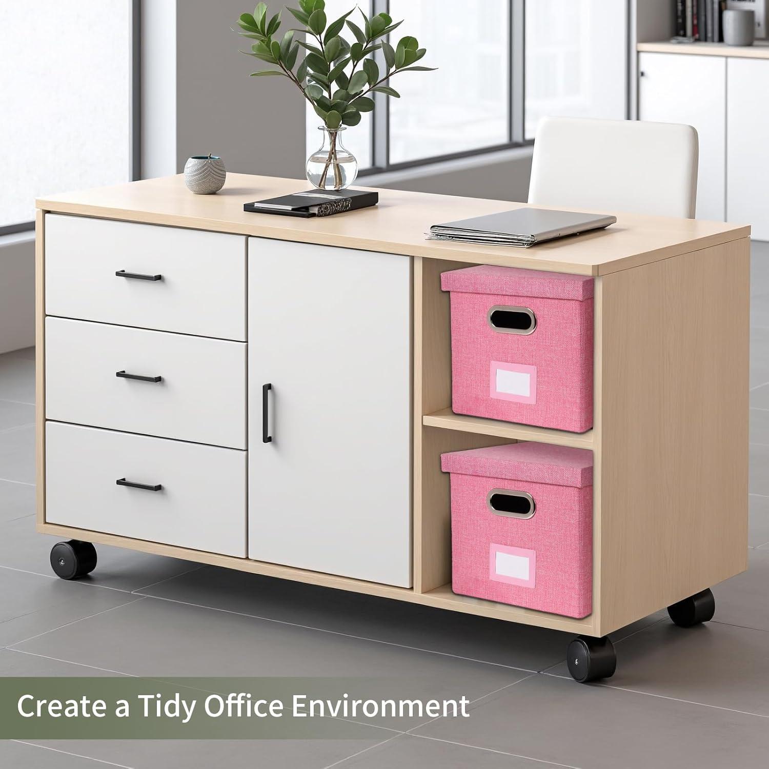 Caja Organizadora de Archivos Plegable Rosa Tcbelosion 34.89L