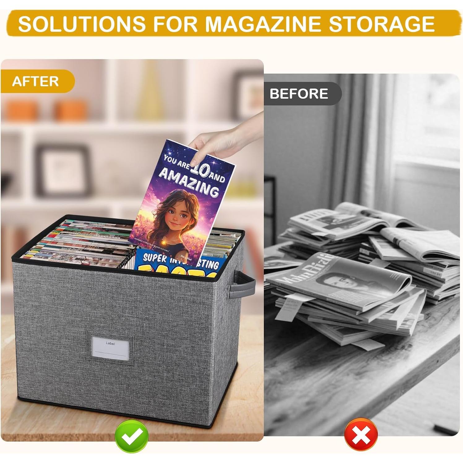 Caja de Almacenamiento de Revistas Lukeline 43x33x33 cm Plegable