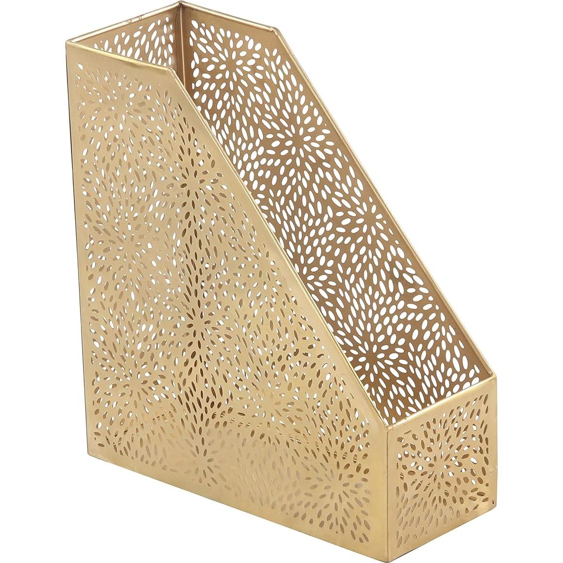 Soporte de Revistas Dorado CosmoLiving Floral 12.7x25.4x30.5 cm