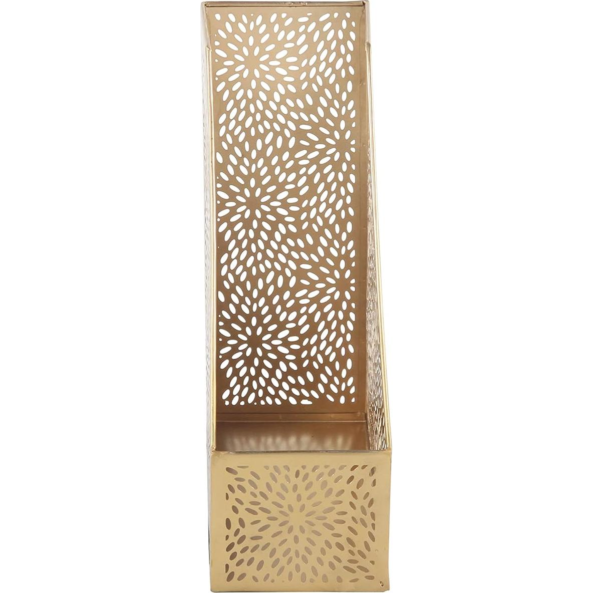 Soporte de Revistas Dorado CosmoLiving Floral 12.7x25.4x30.5 cm