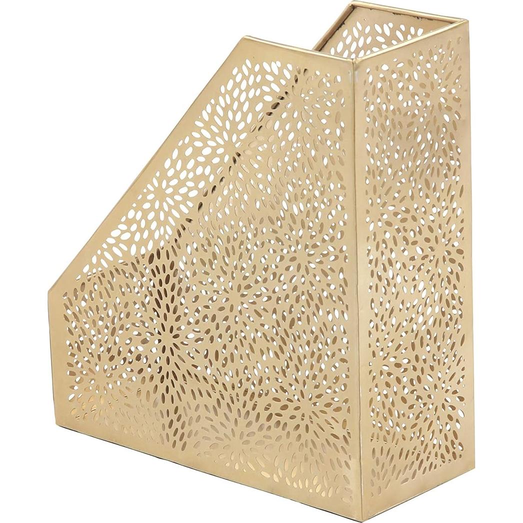 Soporte de Revistas Dorado CosmoLiving Floral 12.7x25.4x30.5 cm