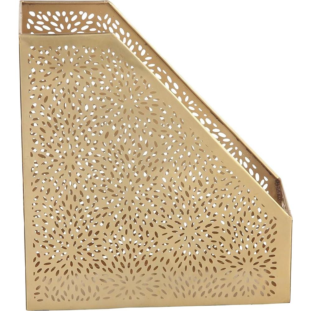 Soporte de Revistas Dorado CosmoLiving Floral 12.7x25.4x30.5 cm