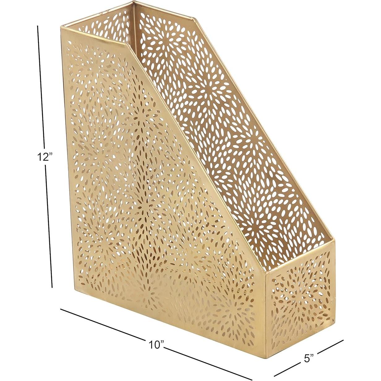 Soporte de Revistas Dorado CosmoLiving Floral 12.7x25.4x30.5 cm