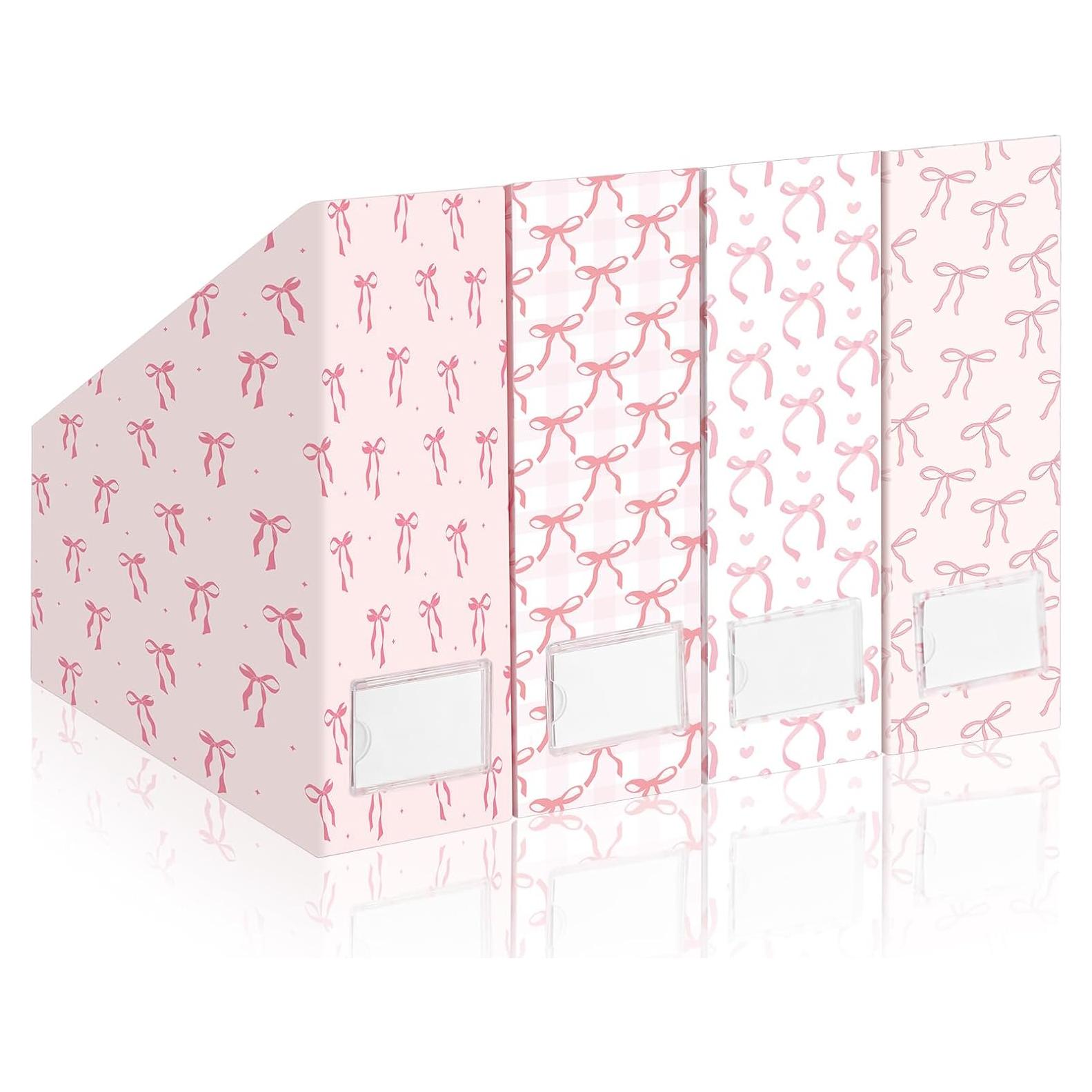 Juego de 4 Soportes de Revistas Plegables Rosa AmazingSpark