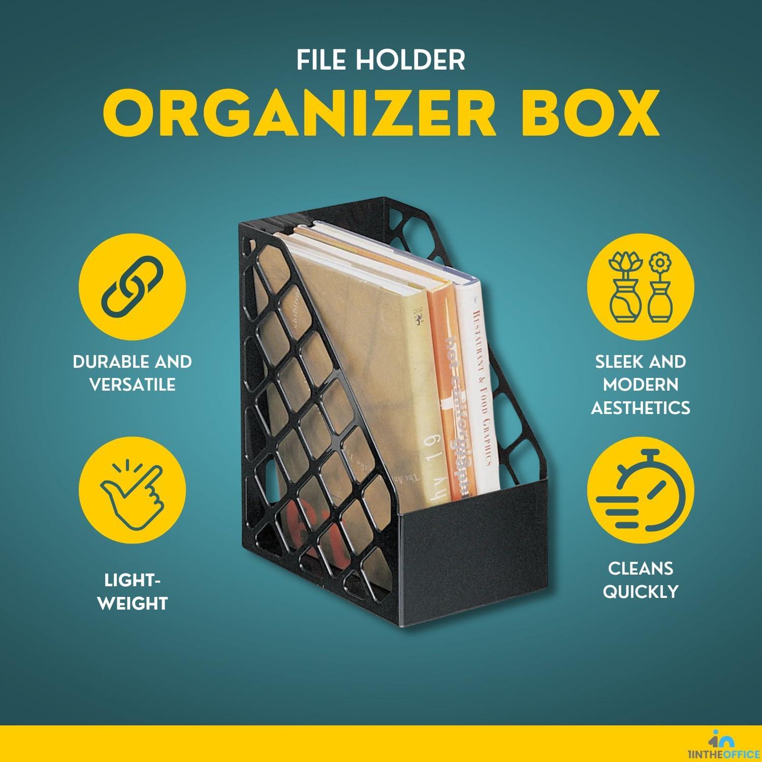 Soporte para Revistas 1EnLaOficina Plástico Negro 24x15x30 cm