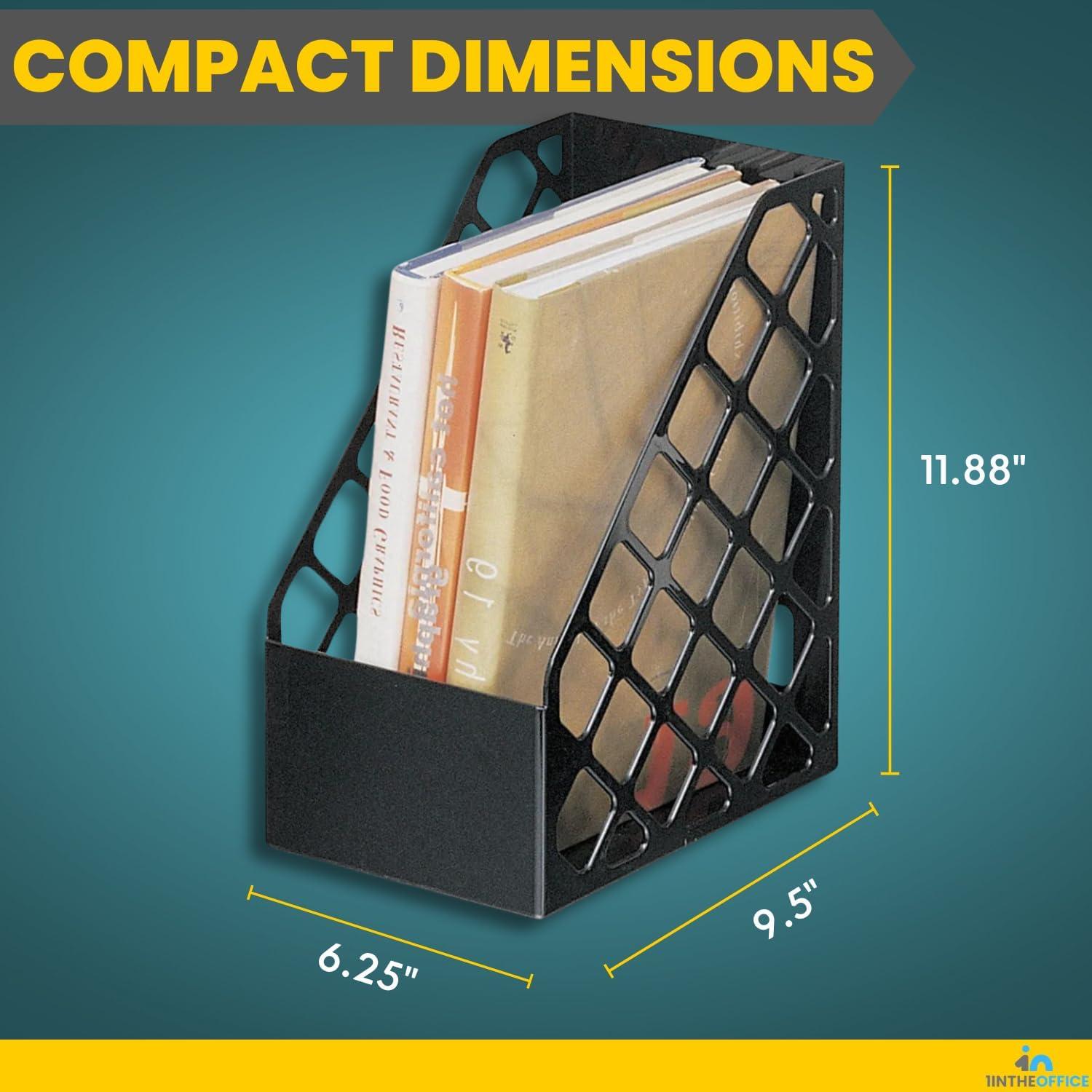 Soporte para Revistas 1EnLaOficina Plástico Negro 24x15x30 cm