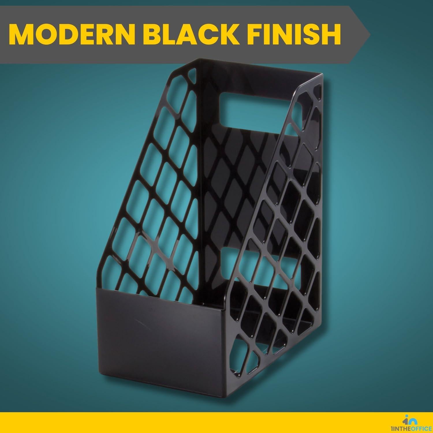 Soporte para Revistas 1EnLaOficina Plástico Negro 24x15x30 cm