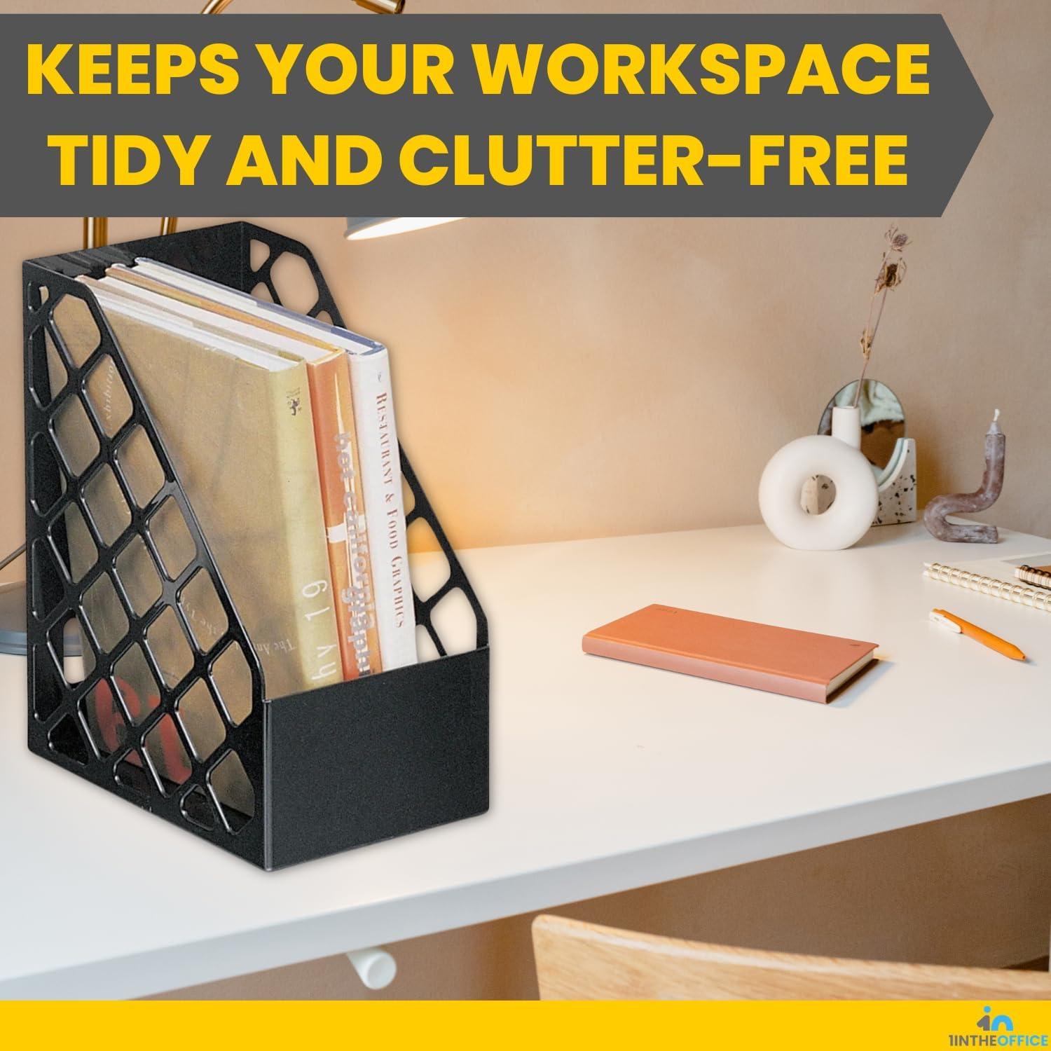 Soporte para Revistas 1EnLaOficina Plástico Negro 24x15x30 cm