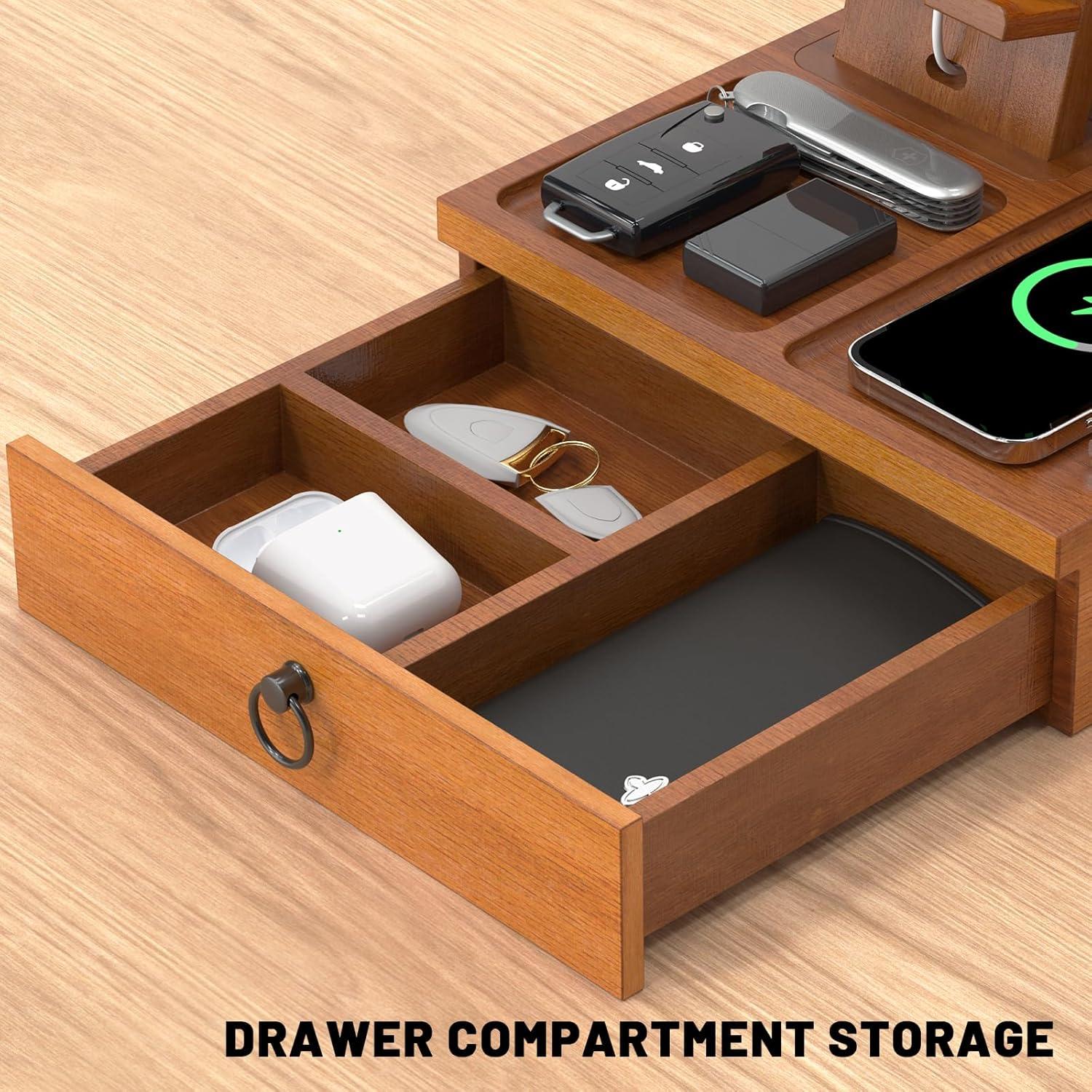 Organizador de Mesita de Noche Zaldia con Estación de Carga USB