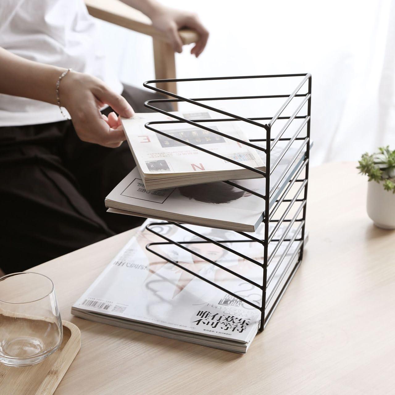 Sooyee Organizador de Revistas Triangular 9 Compartimentos Negro