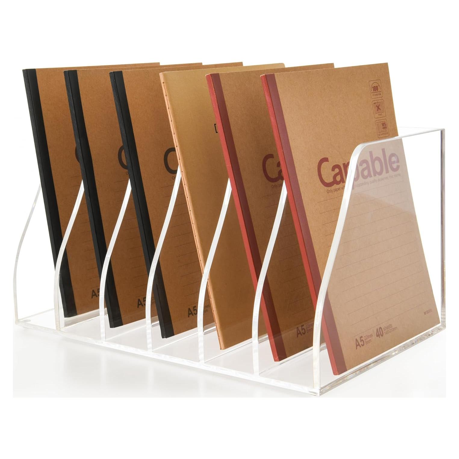 Soporte de Revistas Acrílico AIMOLLY 6 Compartimentos 30x18x16cm