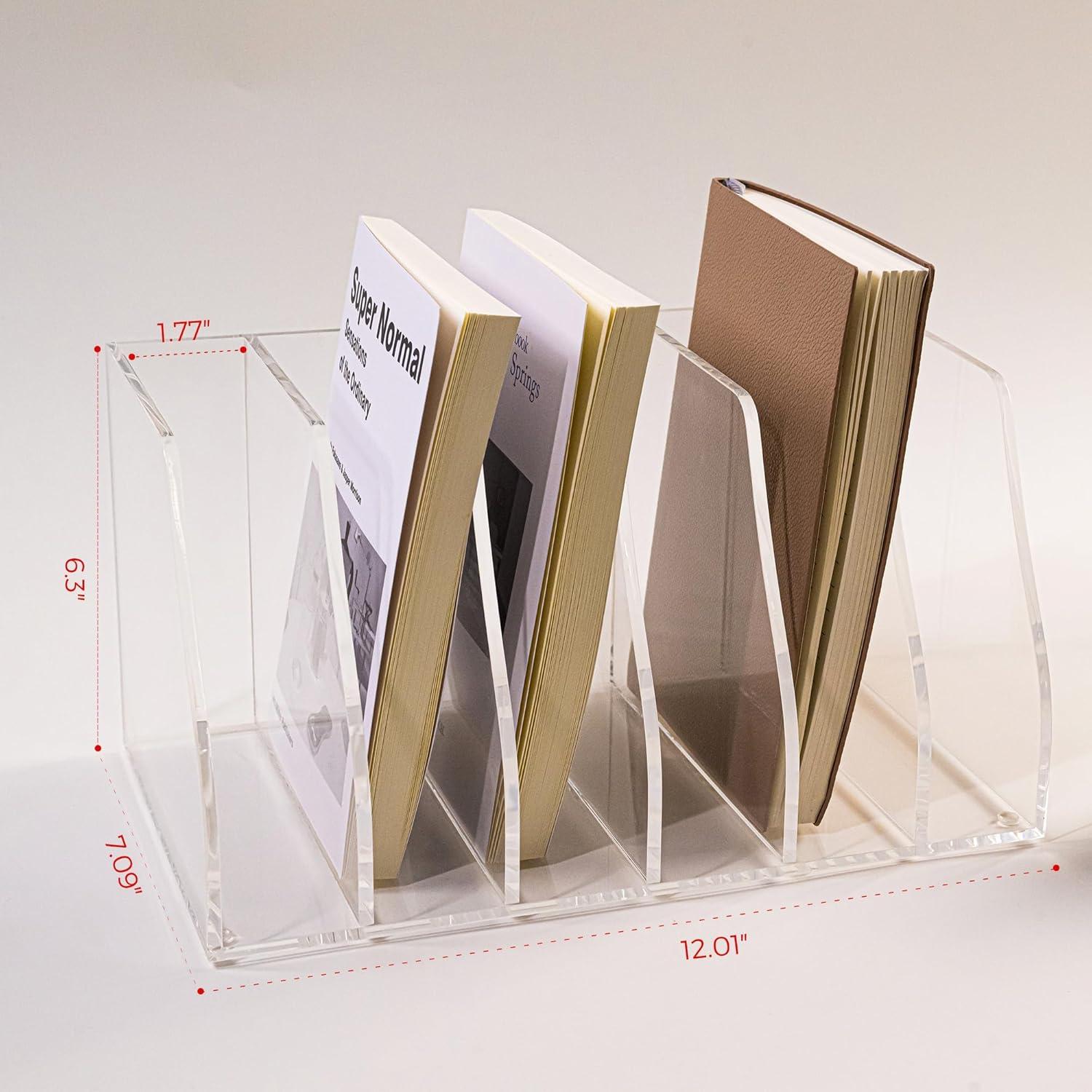 Soporte de Revistas Acrílico AIMOLLY 6 Compartimentos 30x18x16cm